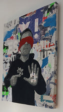 Load image into Gallery viewer, Street art canvas spray paint and collage by French artist Ender
